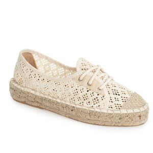 Diane von Furstenberg Crochet Espadrille Flats | Beige/Natural | Size 39